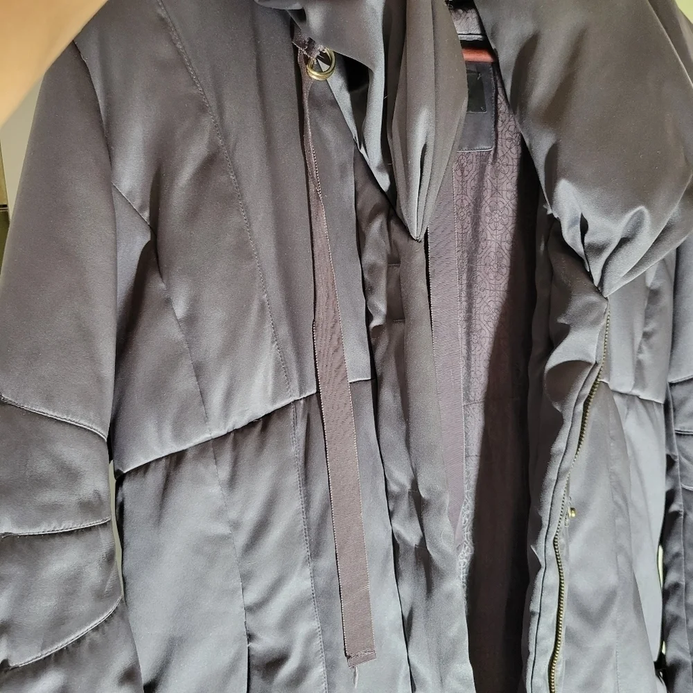 ELIE Tahari down puffer funnel neck coat parka jacket gray XS small - Picture 14 of 16